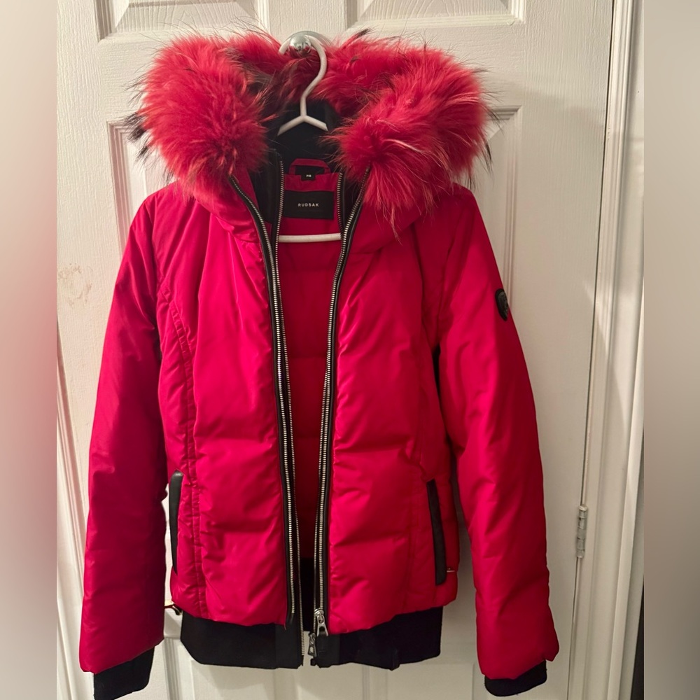 Rudsak Women’s Down Ski Jacket with Fox Fur Trim Hood (Size P/Small)